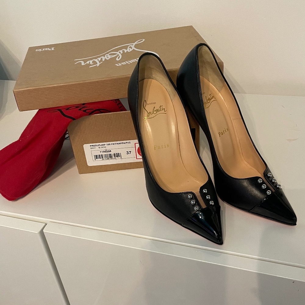 Christian Louboutin Predupump 100MM in Black/Patent Leather size 37